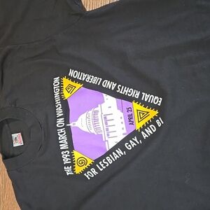 VINTAGE FRUIT OF THE LOOM 1993 MARCH ON WASHINGTON CAMPAGNE TSHIRT.   #7284